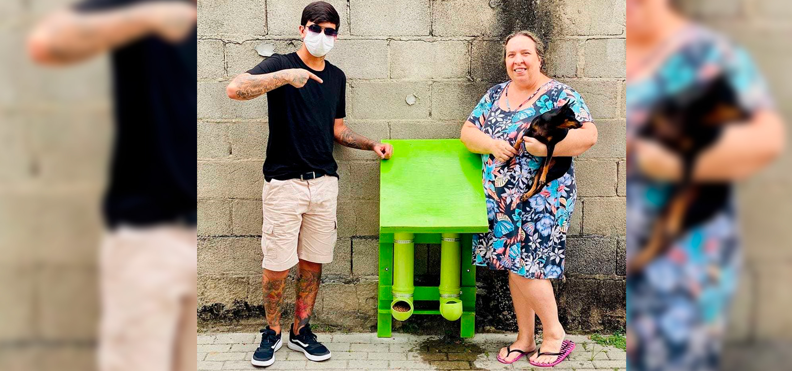 Jovem instalou comedouros para animais de rua sobreviverem durante a quarentena