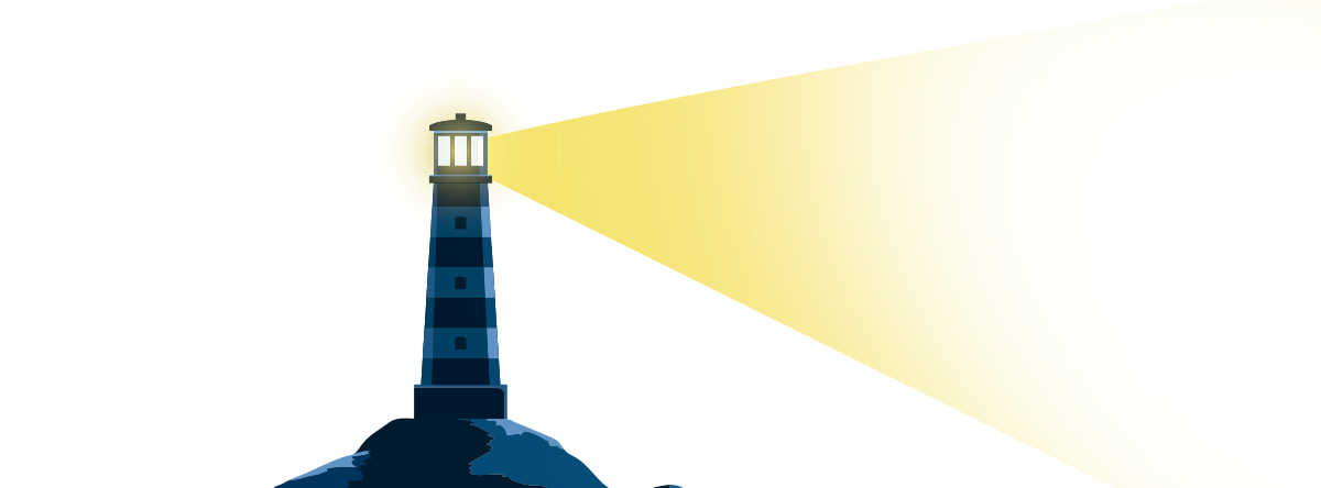 Ilustração com fundo branco com um farol
