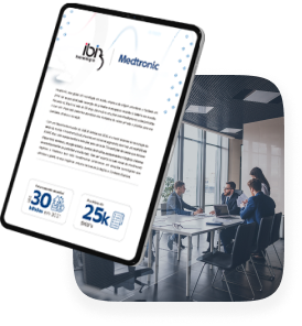 Mockup do case para download → "Case de sucesso Medtronic: como otimizar a gestão de licitações públicas"